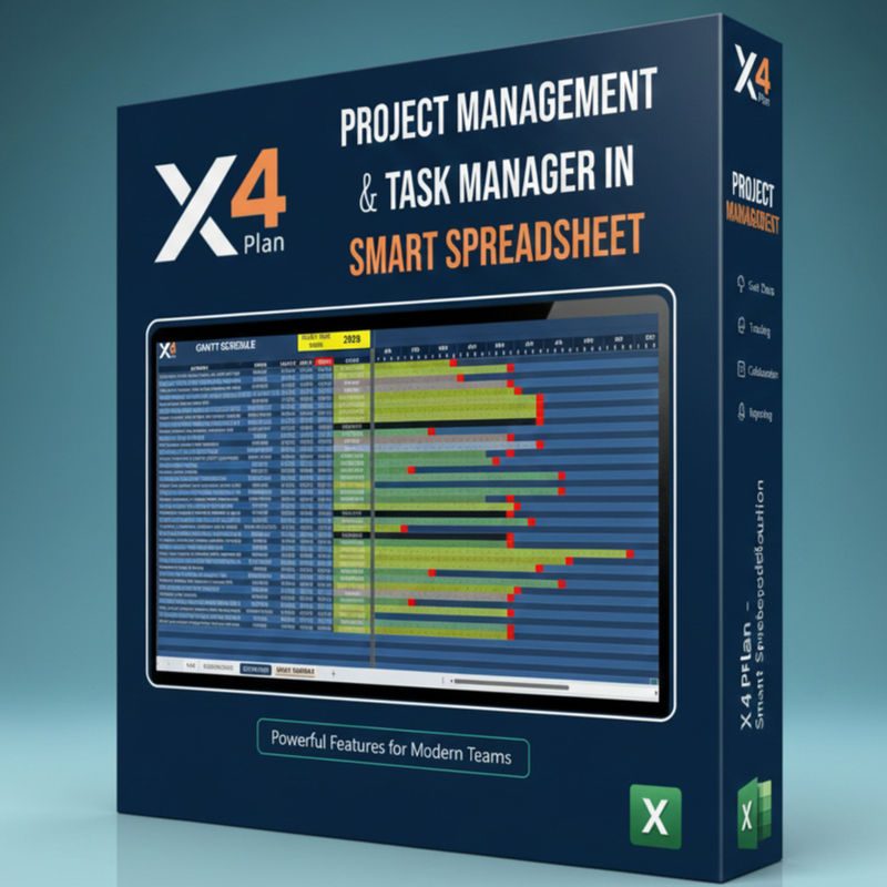 Smart Project & Task Management Excel Spreadsheet — X4Plan Excel spreadsheet preview